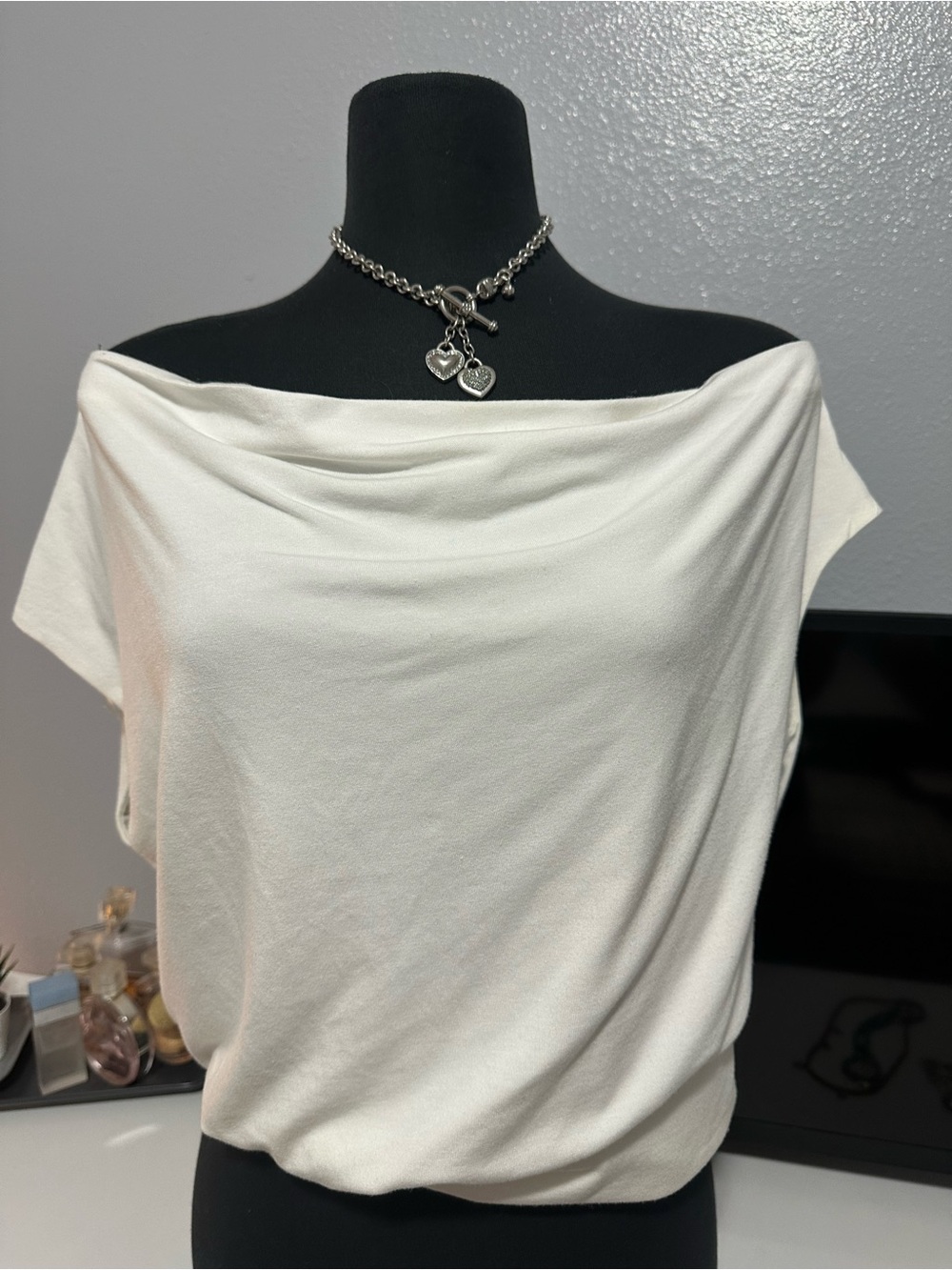Off-Shoulder White Crop Top - Women's Elegant Casual